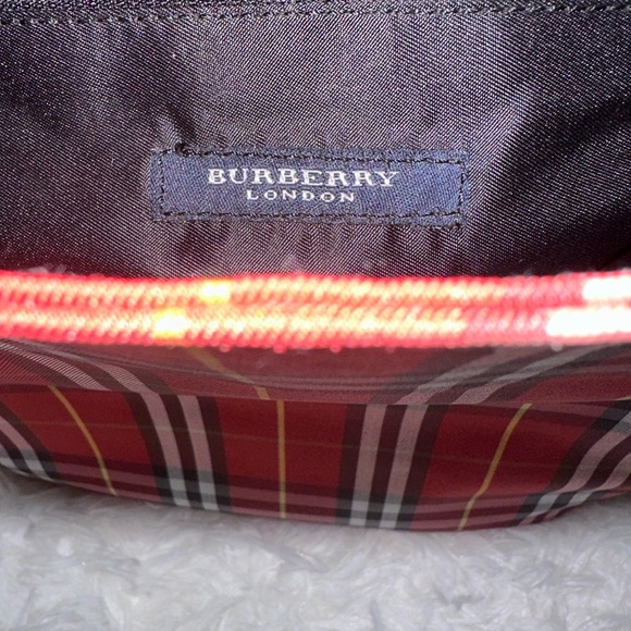 Burberry Red Nova Check Nylon Tote Handbag - Picture 6 of 9